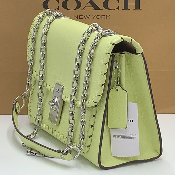 COACH NWT Lane Shoulder Bag With Whipstitch COLOR:
Silver/Pale Lime - Picture 12 of 16